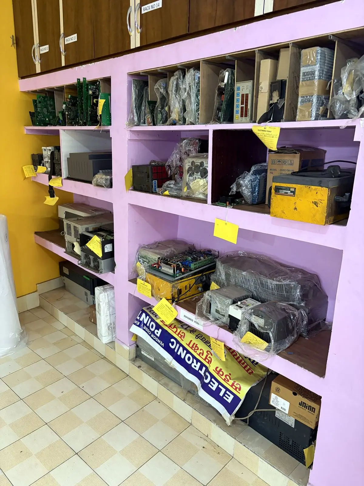Shelving with drives and controllers
