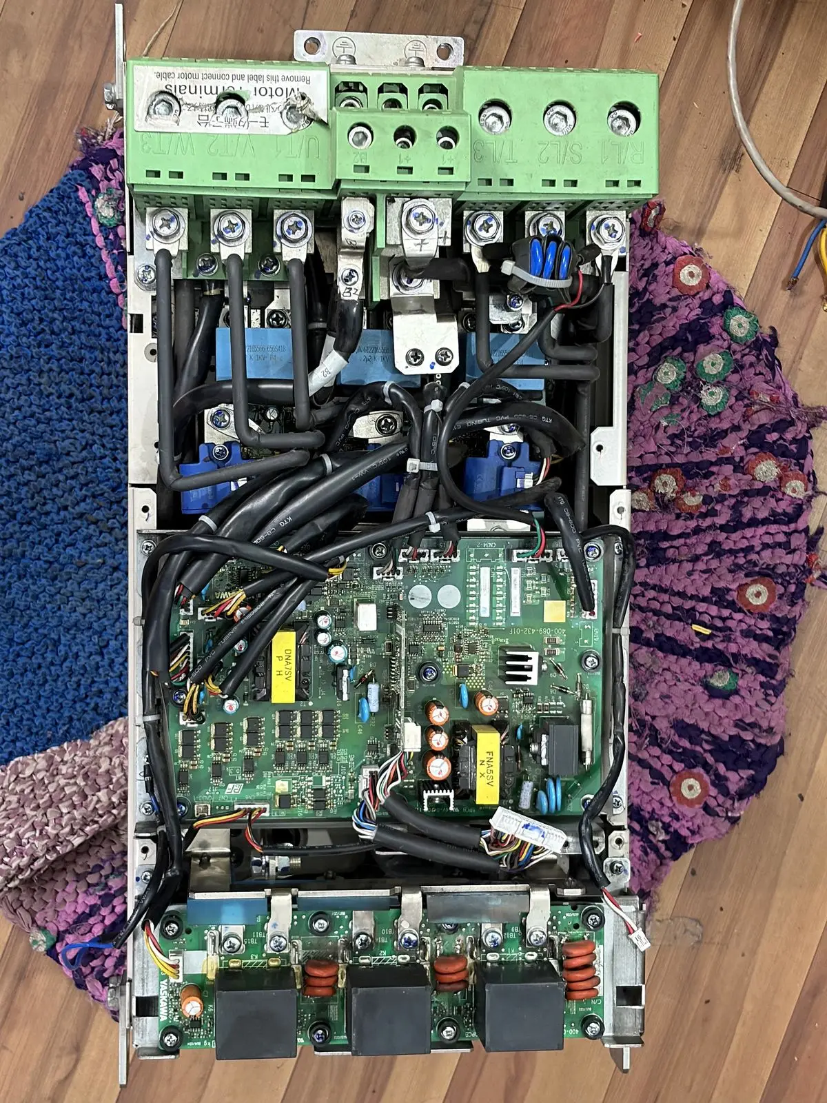 Drive opened to control and power boards before fault tracing